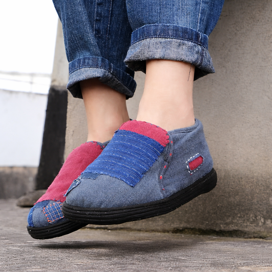 Handmade Cotton Cloth Shoes – Traditional Patchwork Soft Sole Shoes