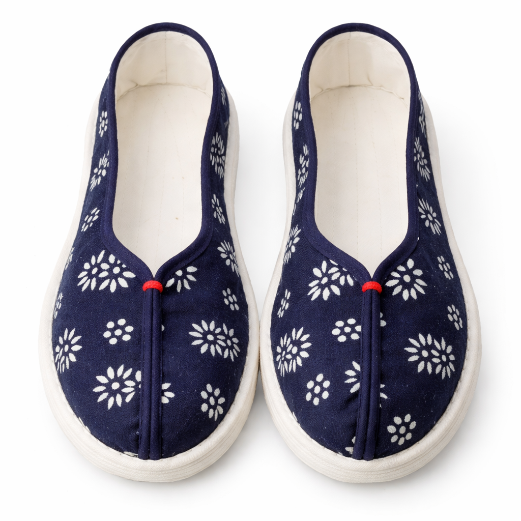 Handmade Cotton Slip-On Shoes – Floral Pattern, Soft Sole Comfort