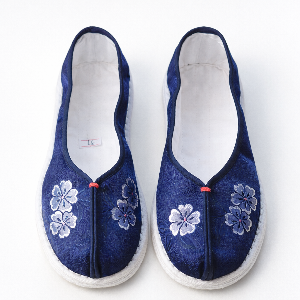 Handmade Cotton Slip-On Shoes – Floral Pattern, Soft Sole Comfort