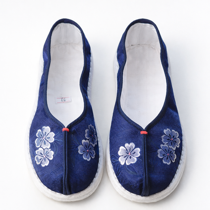 Handmade Cotton Slip-On Shoes – Floral Pattern, Soft Sole Comfort