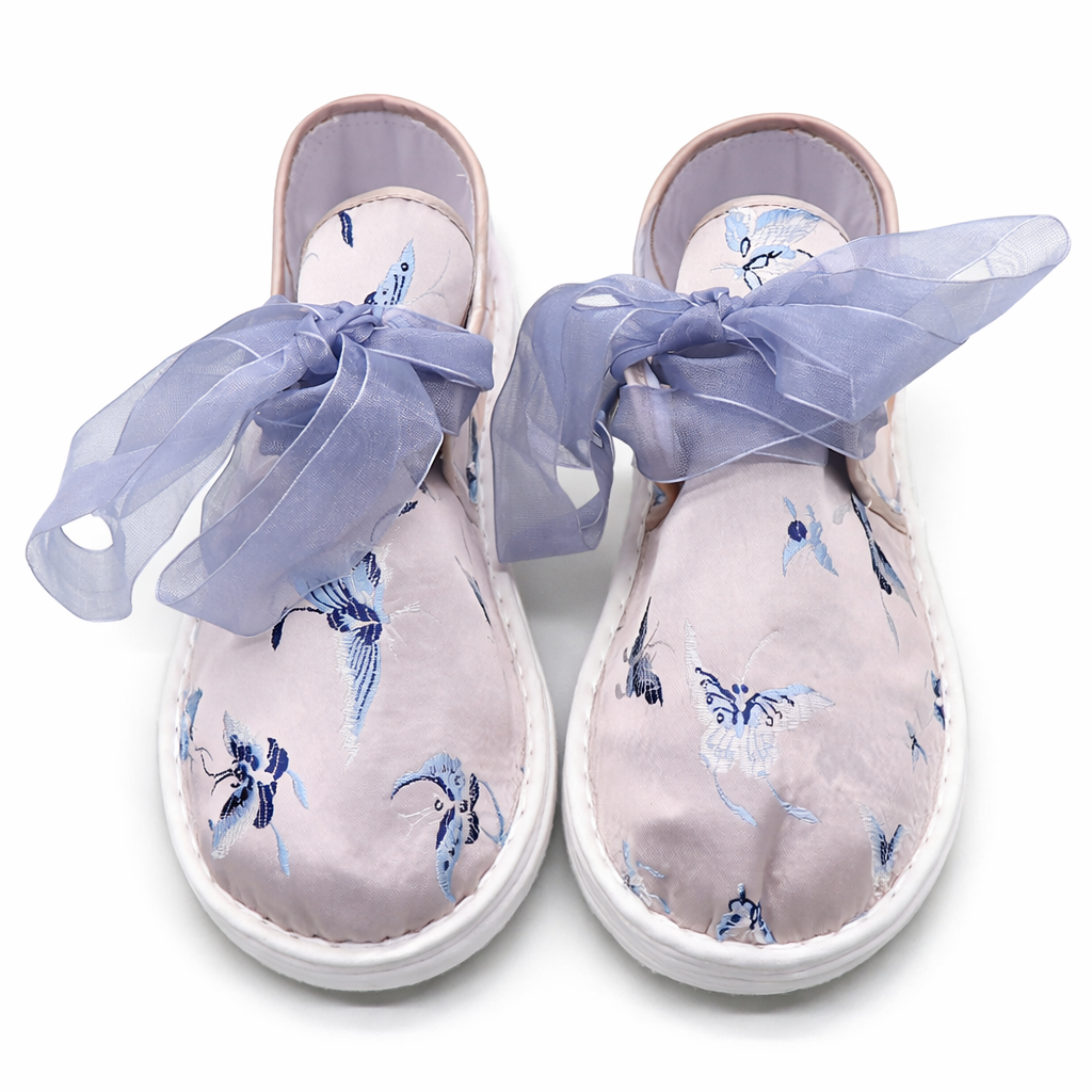 Handmade Embroidered Cotton Shoes – Traditional Floral Lace-Up Soft Sole