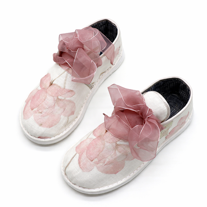 Handmade Embroidered Cotton Shoes – Traditional Floral Lace-Up Soft Sole