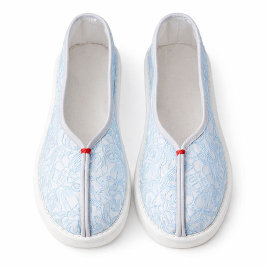 Handmade Cotton Slip-On Shoes – Floral Pattern, Soft Sole Comfort